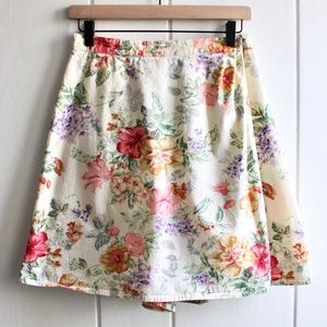 1990s Floral Print Skort